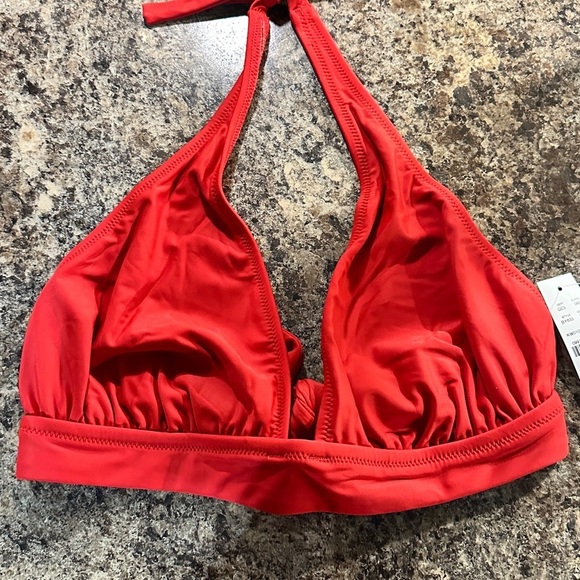 J. Crew Women's Halter Swim Top Red Medium New With Tags - Picture 6 of 9